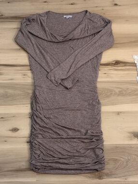 EUC Athleta Wool Blend Solstice Cowl Dress Frosted Mocha Heather Size Small